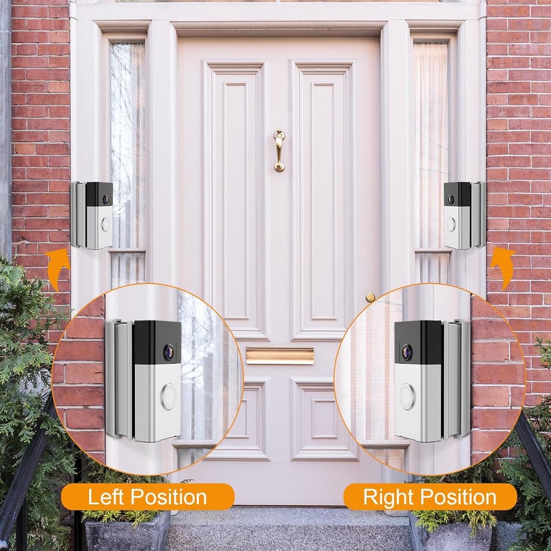 NANW Adjustable 30 to 55 Degree Doorbell Angle Mount Compatible with Video Doorbell 1/2/3/4/Wired/Pro/(2020 Release), Replacement Mounting Bracket Wedge Kit, Silver - Image 5